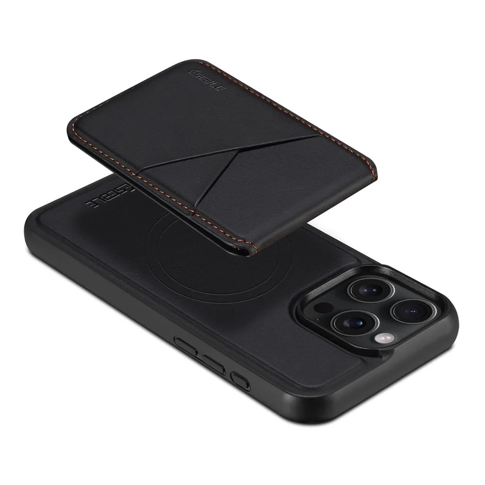 ESEBLE E3 For iPhone 16 Pro Magnetic Case with Detachable Card Holder Leather + TPU RFID Blocking Phone Cover - Black - 3