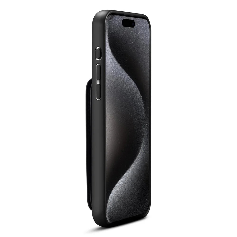 ESEBLE E3 For iPhone 16 Pro Magnetic Case with Detachable Card Holder Leather + TPU RFID Blocking Phone Cover - Black - 7