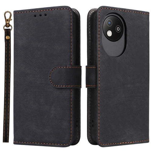 For ZTE Blade A35 Lite / A35 Core Wallet Case RFID Blocking PU Leather Cover Stand View - Black - 1