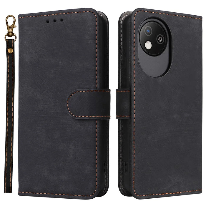 For ZTE Blade A35 Lite / A35 Core Wallet Case RFID Blocking PU Leather Cover Stand View - Black - 1