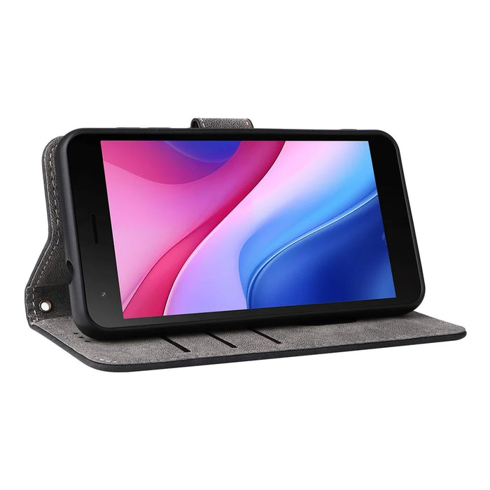 For ZTE Blade A35 Lite / A35 Core Wallet Case RFID Blocking PU Leather Cover Stand View - Black - 3