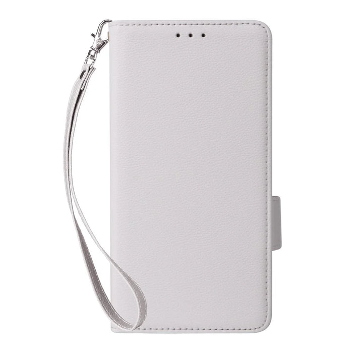 For ZTE nubia Focus Pro Case with Wrist Strap Litchi Texture PU Leather Wallet Phone Cover - White - 7