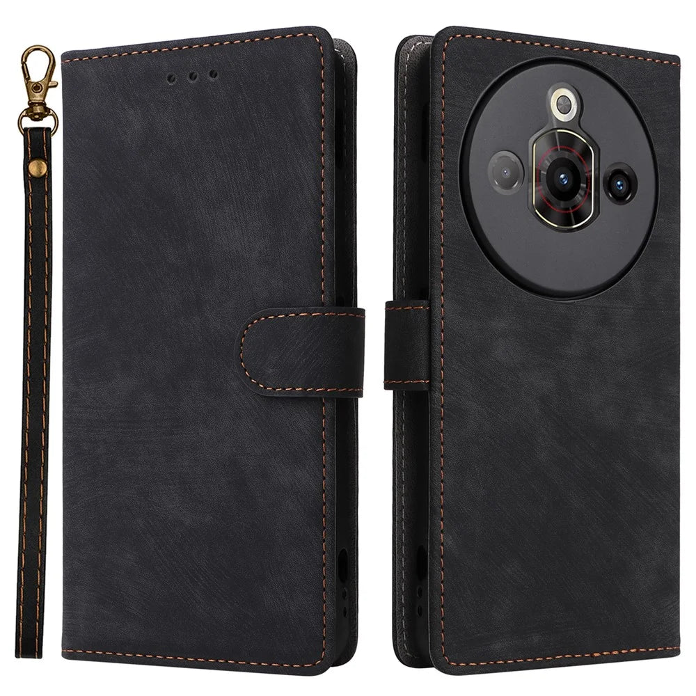 For ZTE nubia Focus Pro Wallet Case RFID Blocking PU Leather Cover Stand View - Black - 1