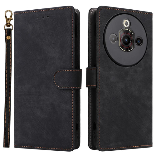 For ZTE nubia Focus Pro Wallet Case RFID Blocking PU Leather Cover Stand View - Black - 1