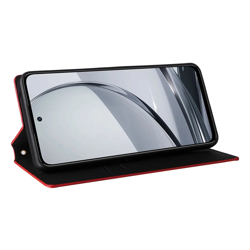 For ZTE nubia Focus Pro Wallet Case Rhombus Imprinted Leather Phone Cover - Red - 3
