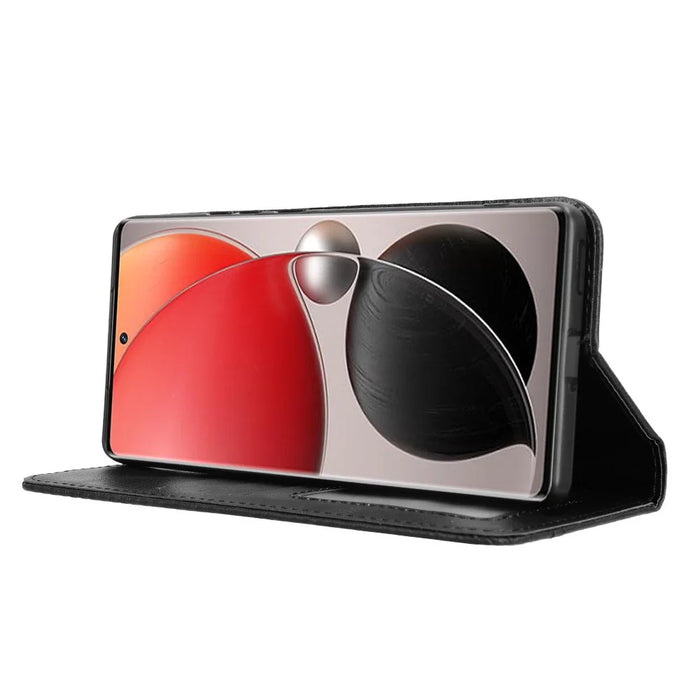 For itel S25 Ultra Leather Case Wallet Stand Retro Texture Phone Cover - Black - 3