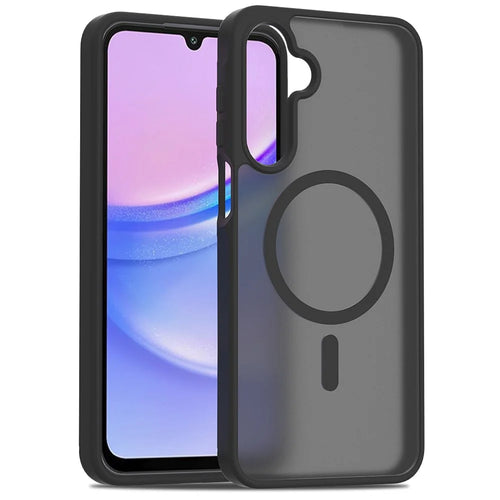 For Samsung Galaxy A16 5G / A16 4G Magnetic Case TPU Frame Acrylic Back Phone Cover Skin Touch - Black - 1