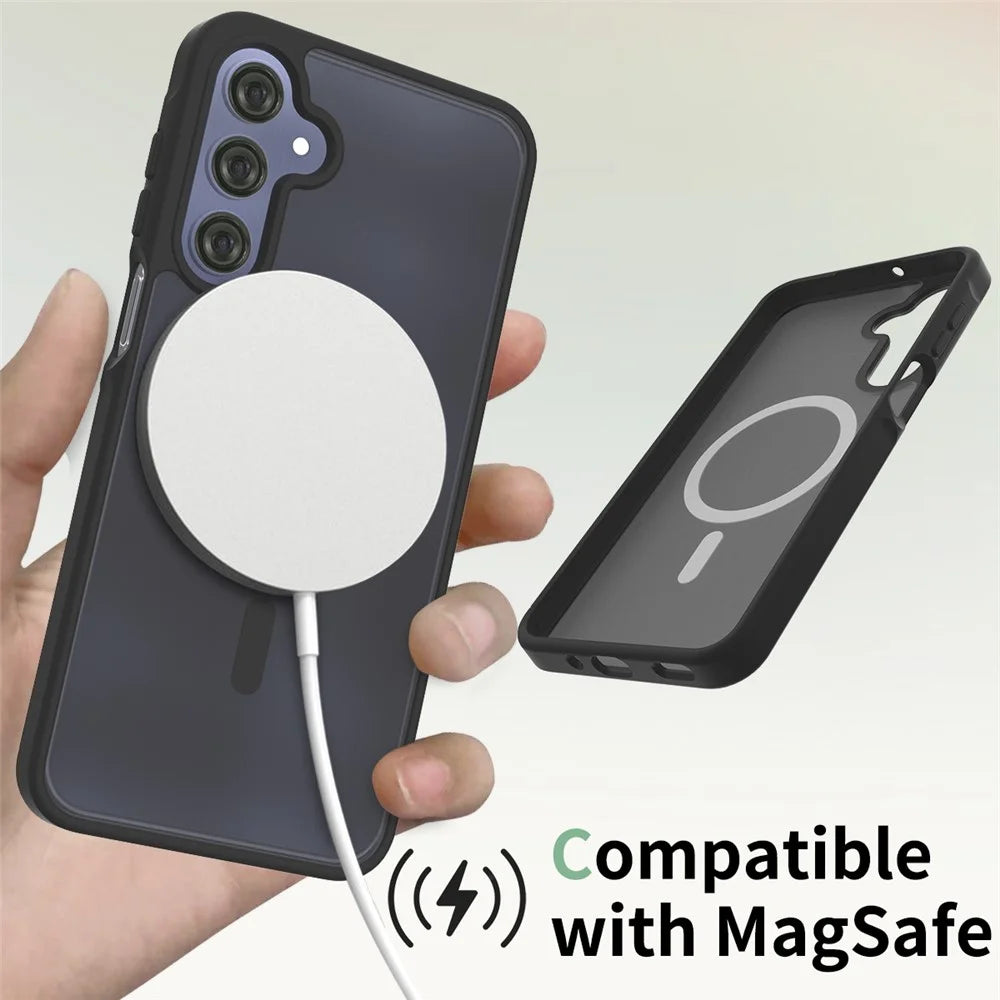 For Samsung Galaxy A16 5G / A16 4G Magnetic Case TPU Frame Acrylic Back Phone Cover Skin Touch - Black - 3