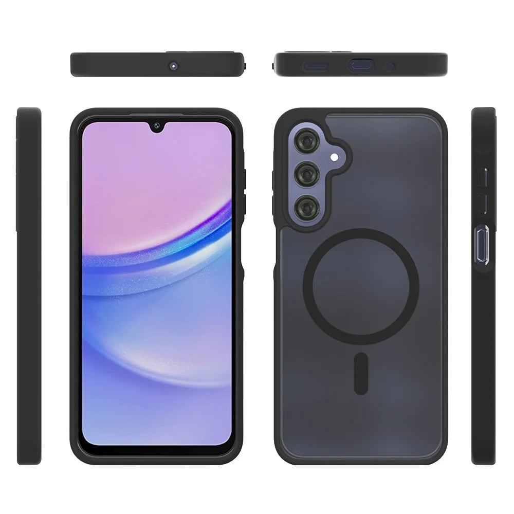 For Samsung Galaxy A16 5G / A16 4G Magnetic Case TPU Frame Acrylic Back Phone Cover Skin Touch - Black - 6