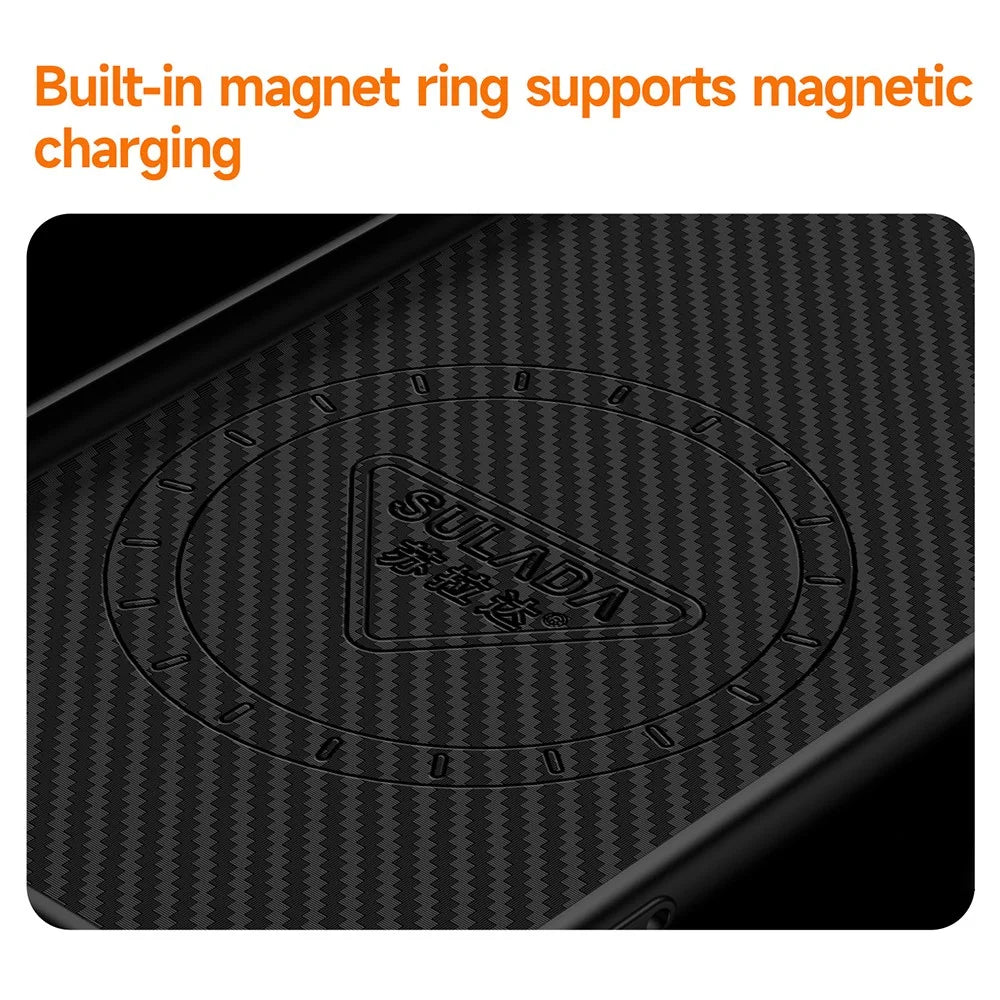 SULADA For Samsung Galaxy S25 Ultra Magnetic Case Metal Lens Frame PU+TPU Phone Cover - Black - 4