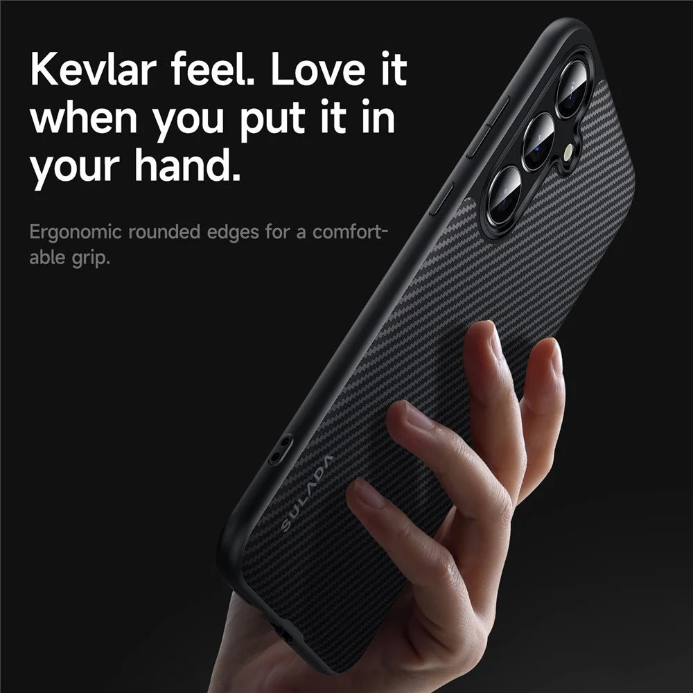 SULADA For Samsung Galaxy S25+ Magnetic Case Metal Lens Frame PU+TPU Phone Cover - Black - 4