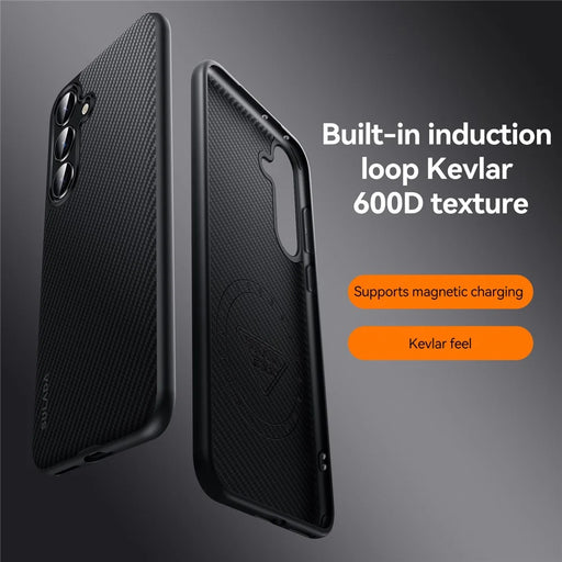 SULADA For Samsung Galaxy S25 Magnetic Case Metal Lens Frame PU+TPU Phone Cover  - Black - 2