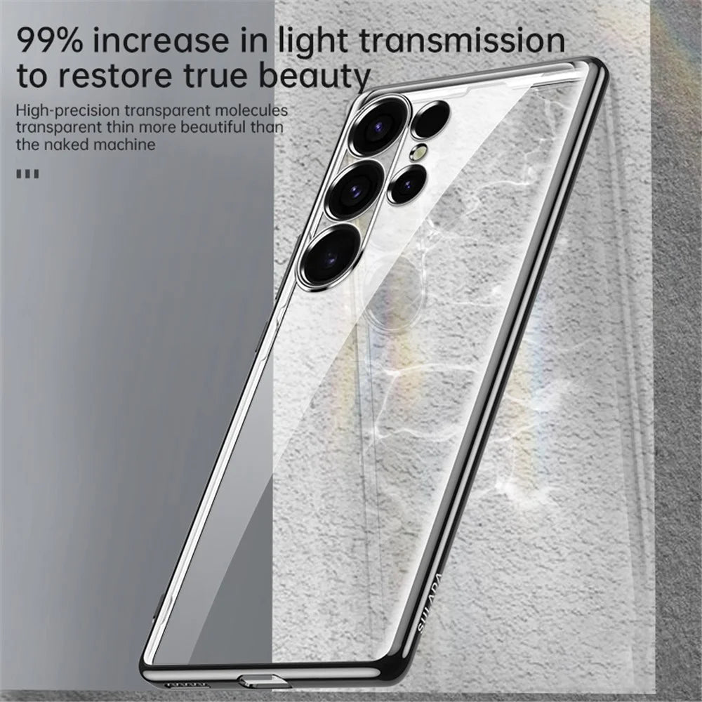 SULADA For Samsung Galaxy S25 Ultra Case Ultra Thin Electroplated TPU Clear Phone Cover - Silver - 4