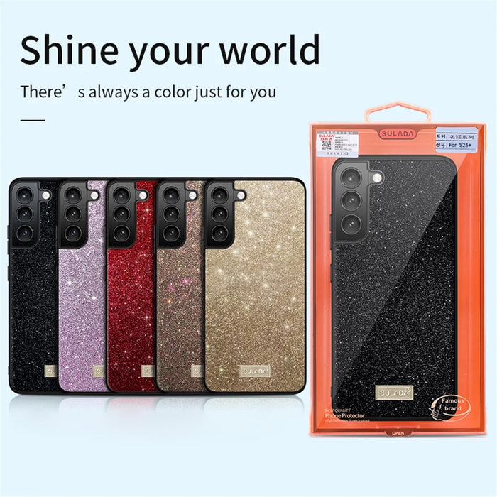 SULADA For Samsung Galaxy S25 Case PU Leather + PC + TPU Glitter Sequins Back Phone Cover - Red - 6
