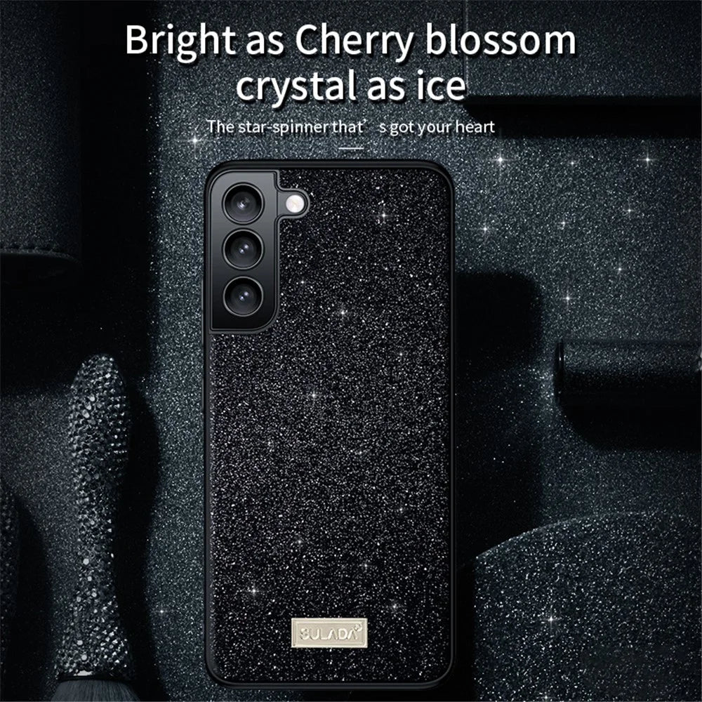 SULADA For Samsung Galaxy S25+ Case PU Leather + PC + TPU Glitter Sequins Back Phone Cover - Black - 4