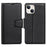 HANMAN Mill Series for iPhone 14 PU Leather Flip Folio Case Wallet Magnetic Closure Stand Shockproof Phone Cover - Black - 1
