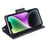 HANMAN Mill Series for iPhone 14 PU Leather Flip Folio Case Wallet Magnetic Closure Stand Shockproof Phone Cover - Black - 3