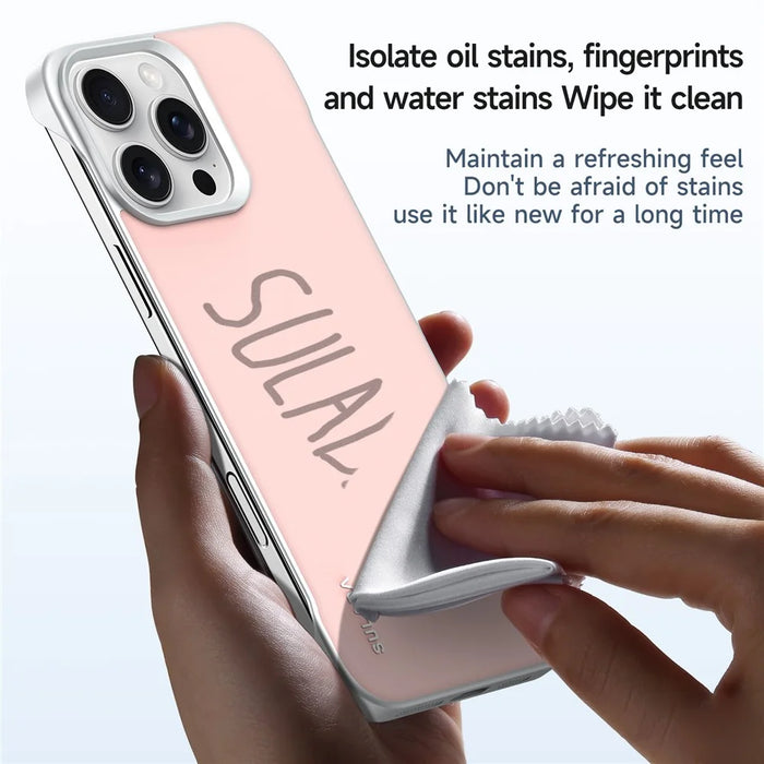 SULADA For iPhone 16 Pro Max Case Frameless PU + PC Back Phone Cover - Pink - 3
