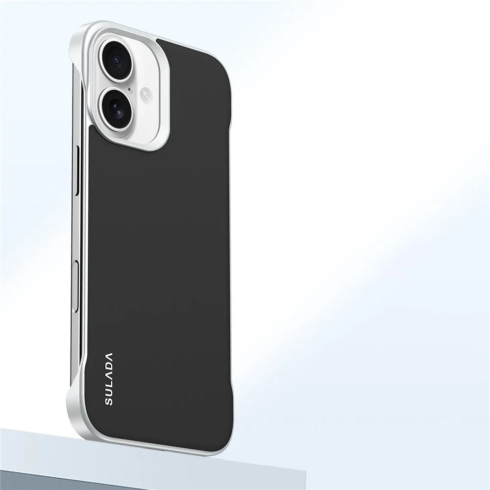 SULADA For iPhone 16 Case Frameless PU + PC Back Phone Cover - Black - 1