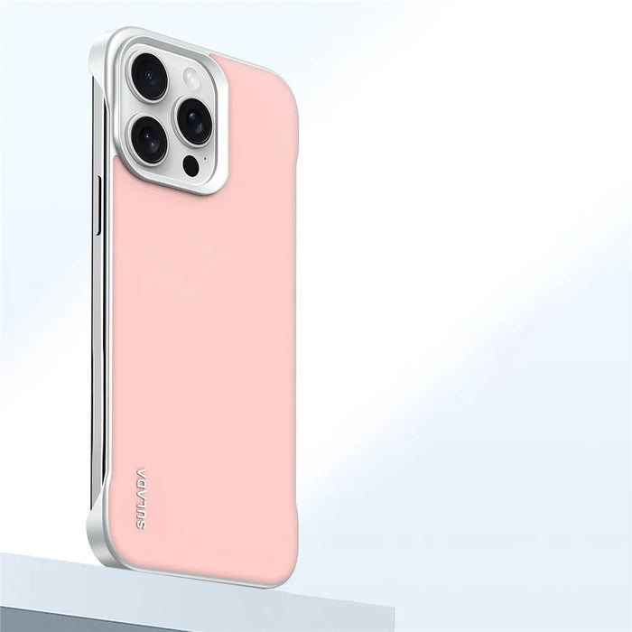 SULADA For iPhone 15 Pro Max Case Frameless PU + PC Back Phone Cover - Pink - 1