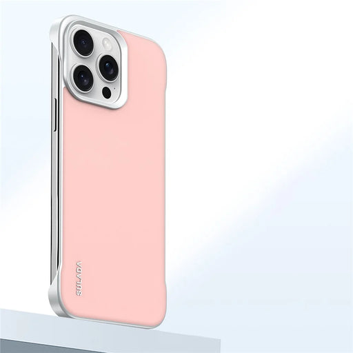 SULADA For iPhone 15 Pro Case Frameless PU + PC Back Phone Cover - Pink - 1