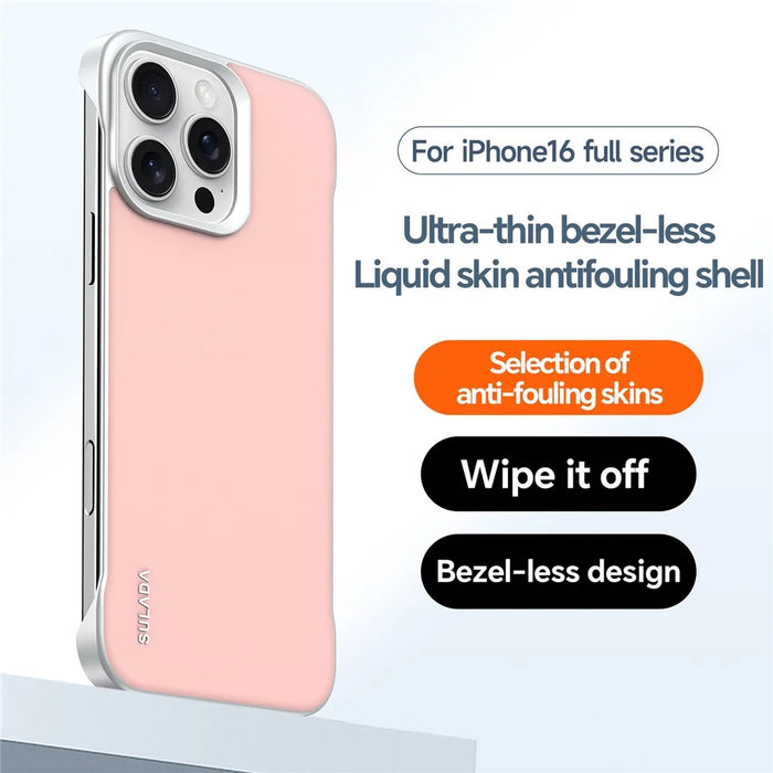 SULADA For iPhone 15 Pro Case Frameless PU + PC Back Phone Cover - Pink - 2