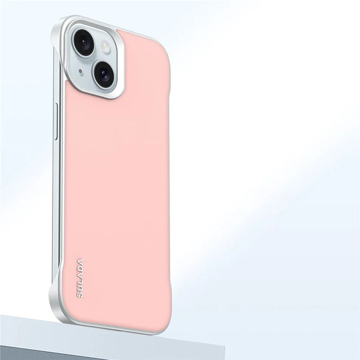 SULADA For iPhone 15 Case Frameless PU + PC Back Phone Cover - Pink - 1