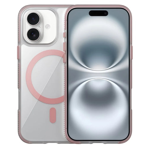 For iPhone 16 Case Compatible with MagSafe PC + TPU + PE Shockproof Mobile Cover - Pink - 1
