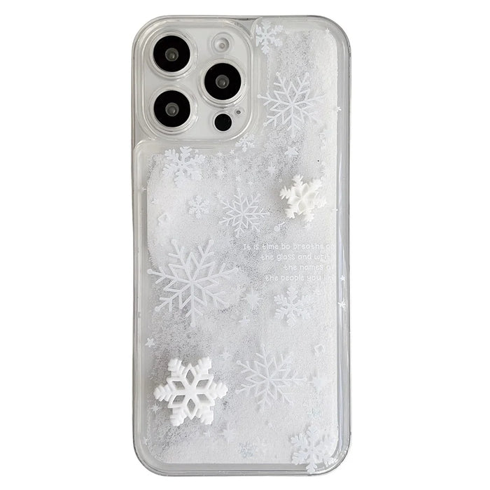 For iPhone 16 Pro Max Case Snowflake Style Liquid Quicksand TPU Protective Cover - Precise Lens Hole - 1