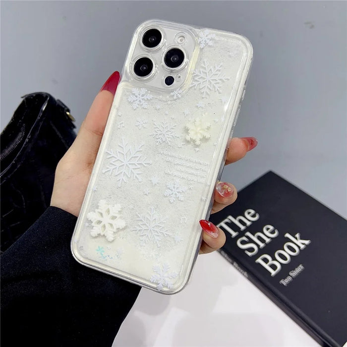 For iPhone 16 Pro Max Case Snowflake Style Liquid Quicksand TPU Protective Cover - Precise Lens Hole - 5