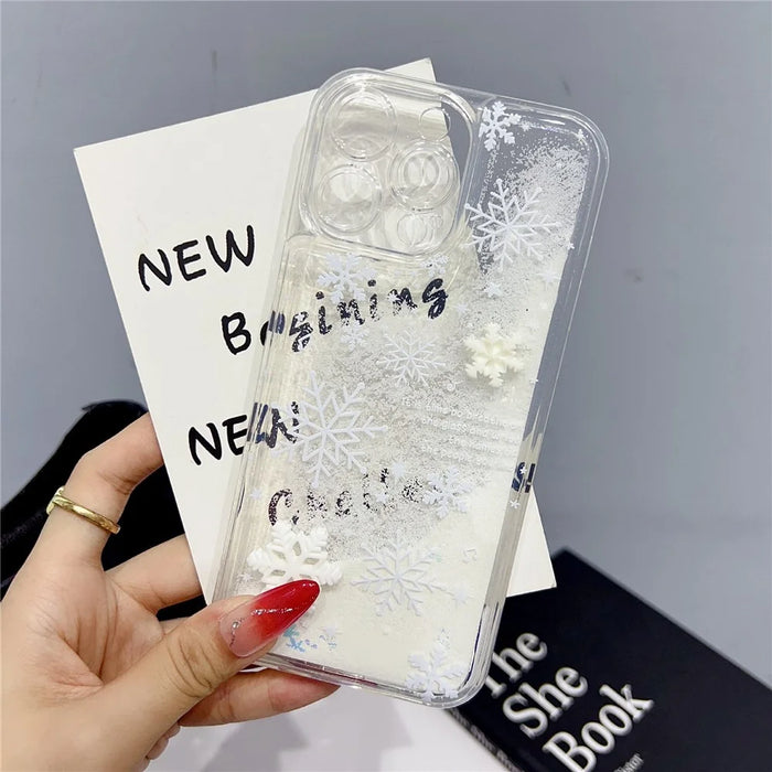 For iPhone 14 Pro Case Snowflake Style Liquid Quicksand TPU Protective Cover - Precise Lens Hole - 2