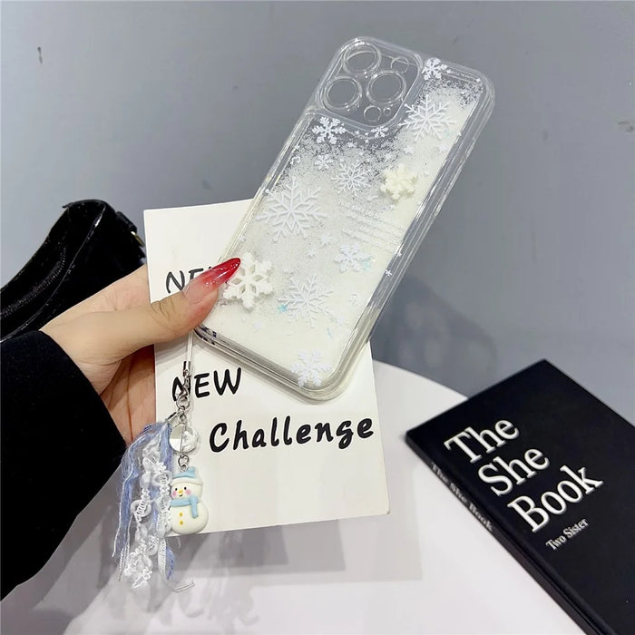 For iPhone 14 Pro Case Snowflake Style Liquid Quicksand TPU Protective Cover - Precise Lens Hole - 3