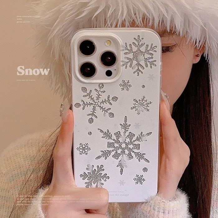 For iPhone 13 Pro Max Case Glitter Snowflake Pattern TPU Phone Cover - 2