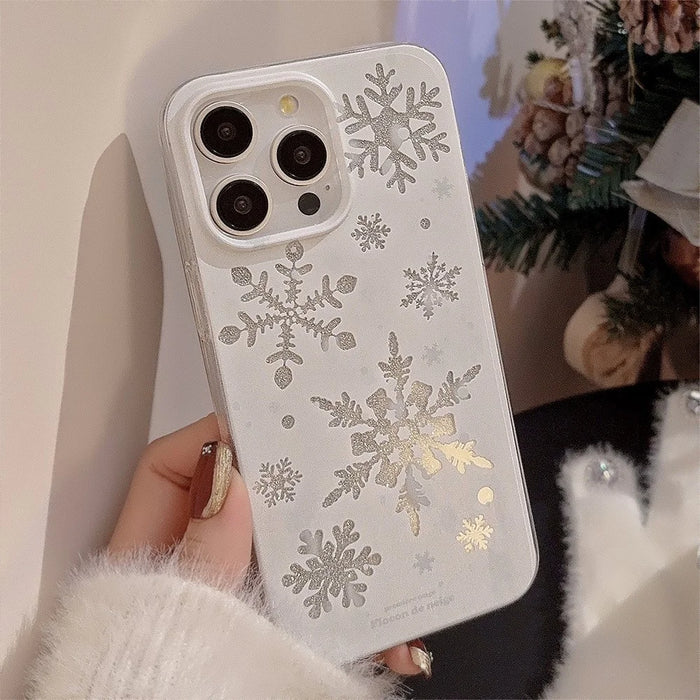 For iPhone 13 Pro Max Case Glitter Snowflake Pattern TPU Phone Cover - 6