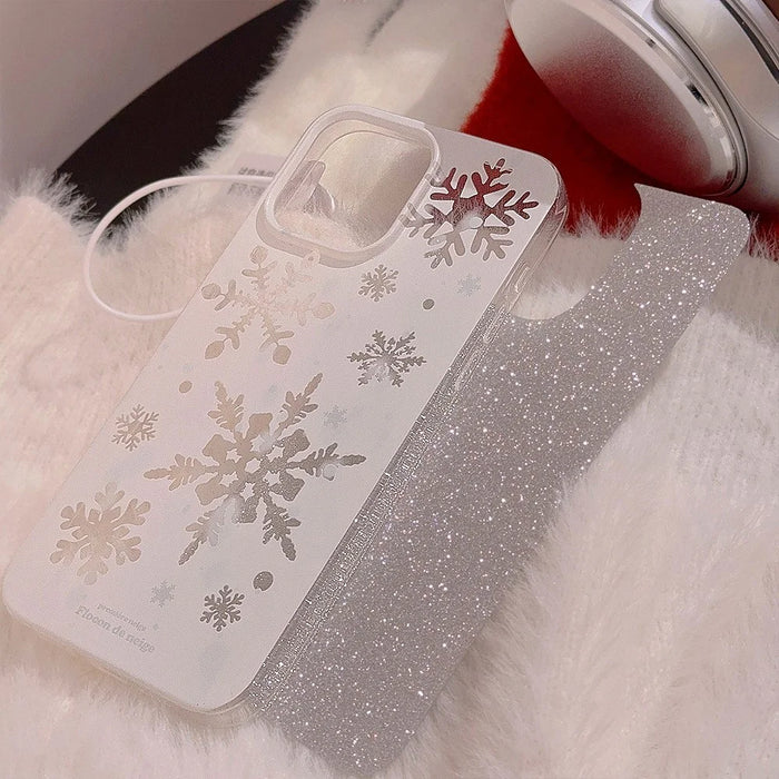 For iPhone 13 Pro Max Case Glitter Snowflake Pattern TPU Phone Cover - 7