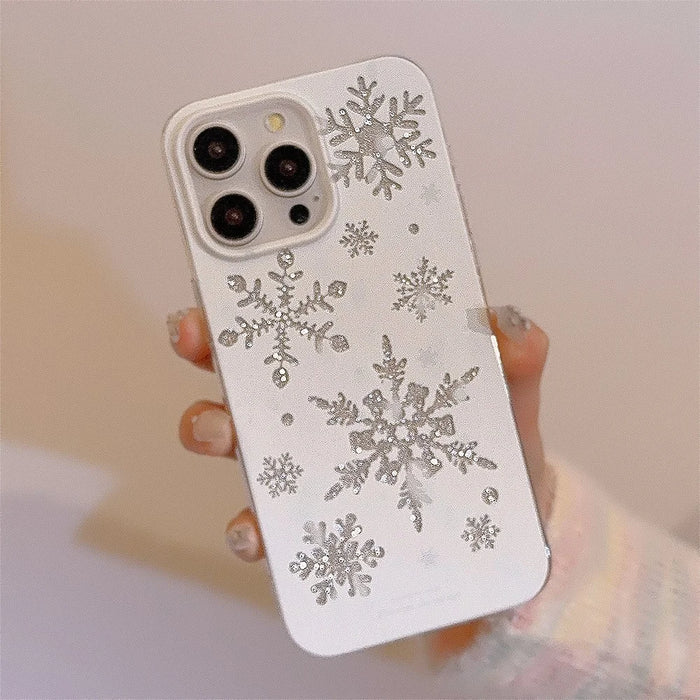 For iPhone 15 Pro Case Glitter Snowflake Pattern TPU Phone Cover - 4
