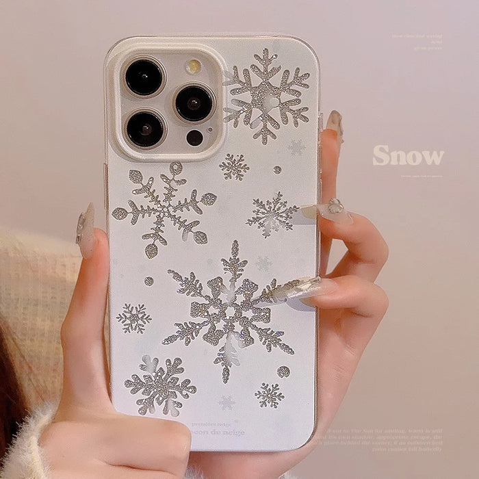 For iPhone 15 Pro Case Glitter Snowflake Pattern TPU Phone Cover - 5