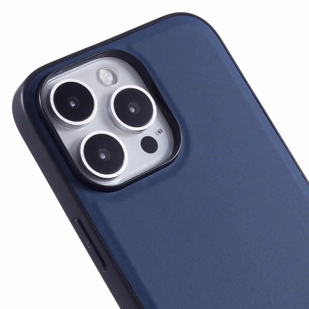 X-LEVEL For iPhone 16 Pro Case Leather Coated PC TPU Phone Back Cover with Metal Kickstand - Blue - 7