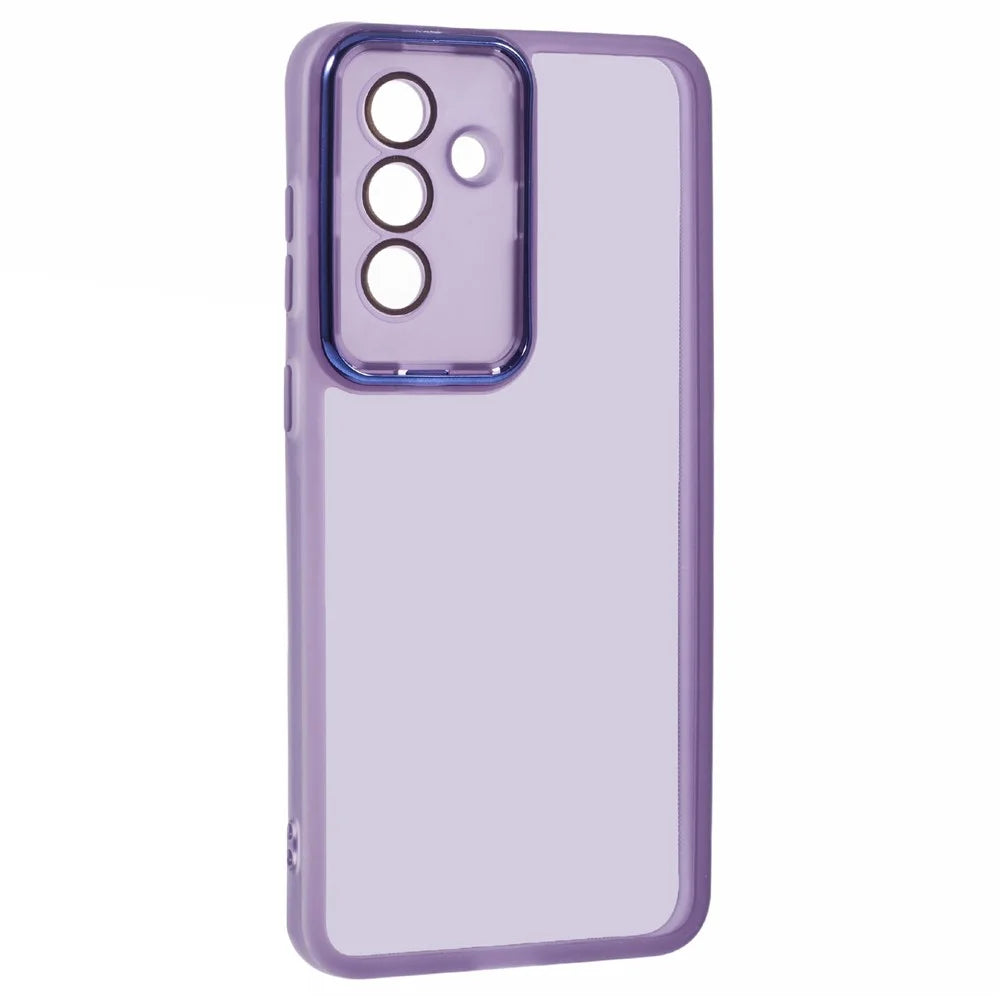 For Samsung Galaxy A36 5G Case Electroplated Camera Frame TPU Phone Cover - Transparent Purple - 3