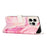 For iPhone 16 Pro Max Stand Case Marble Pattern PU Leather Wallet Phone Cover with Wrist Strap - Rose Gold - 3