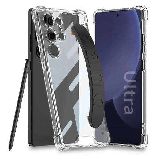 GKK 10873 For Samsung S25 Ultra Case Airbag Shockproof Phone Cover with Wrist Strap - Black - 1