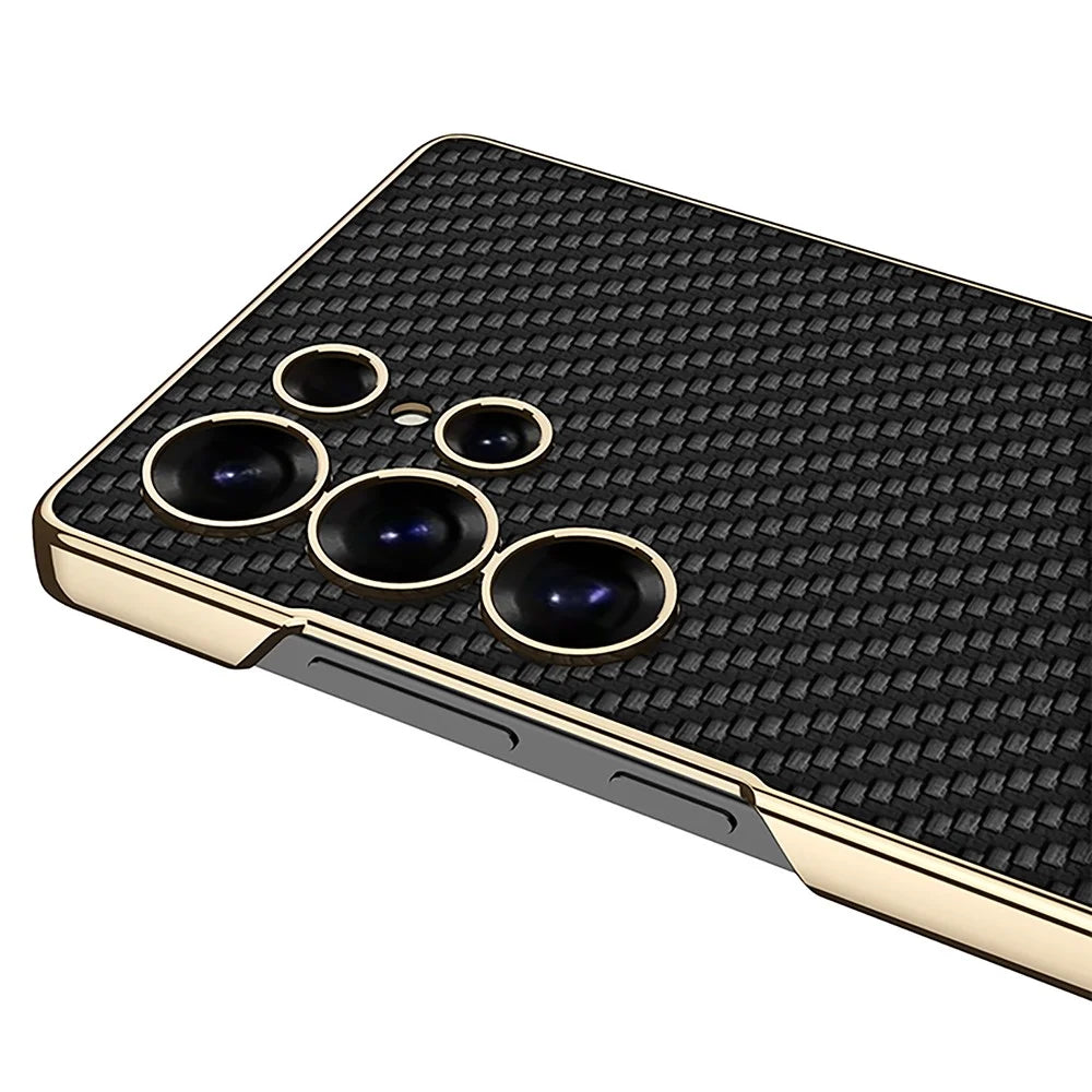 GKK For Samsung Galaxy S25 Ultra Case Electroplating Kickstand PU Hard PC Phone Back Cover - Black - 4
