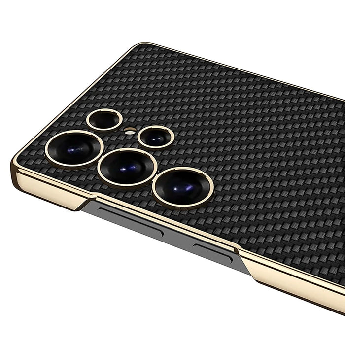 GKK For Samsung Galaxy S25 Ultra Case Electroplating Kickstand PU Hard PC Phone Back Cover - Black - 4