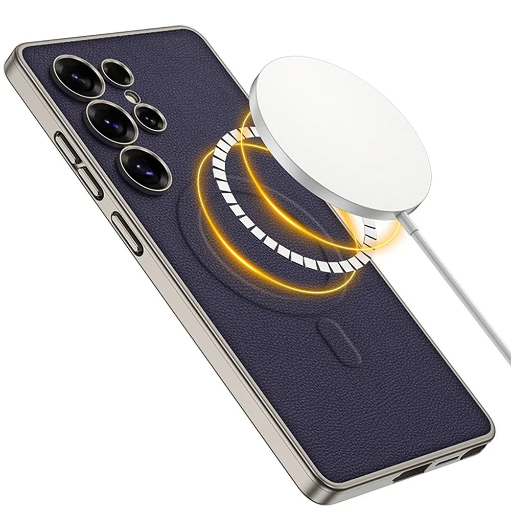 GKK For Samsung Galaxy S25 Ultra Magnetic Case PU + PC Phone Back Cover Magnetic Installation - Black - 2