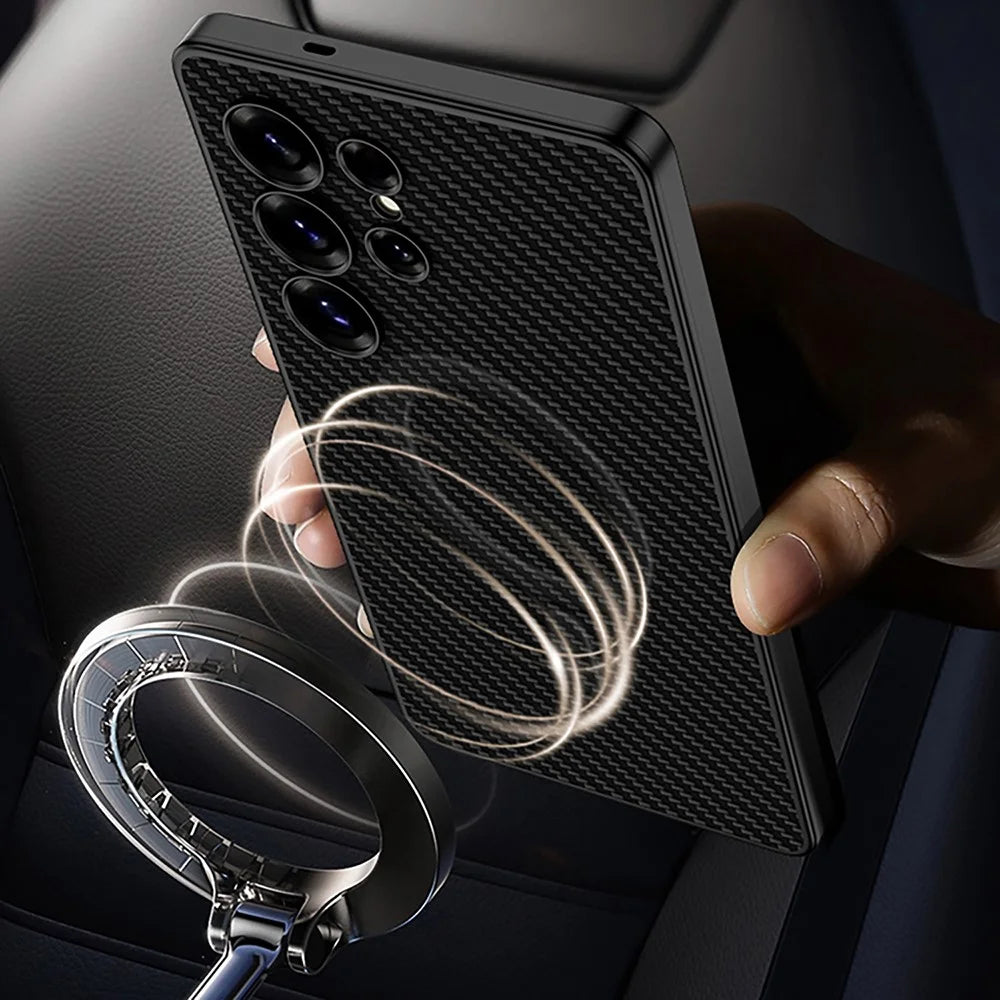 GKK For Samsung Galaxy S25 Ultra Magnetic Case PU + PC Phone Back Cover Magnetic Installation - Black - 3