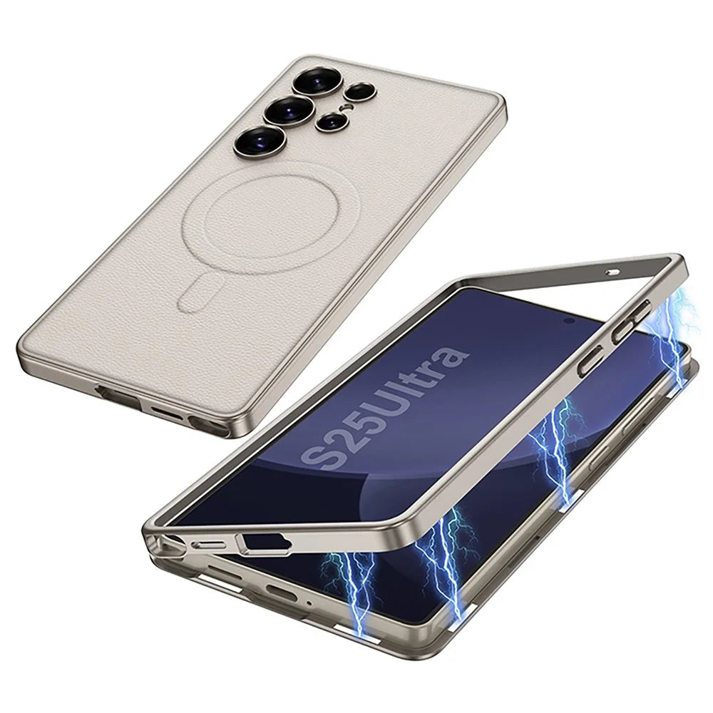 GKK For Samsung Galaxy S25 Ultra Magnetic Case PU + PC Phone Back Cover Magnetic Installation - Black - 5