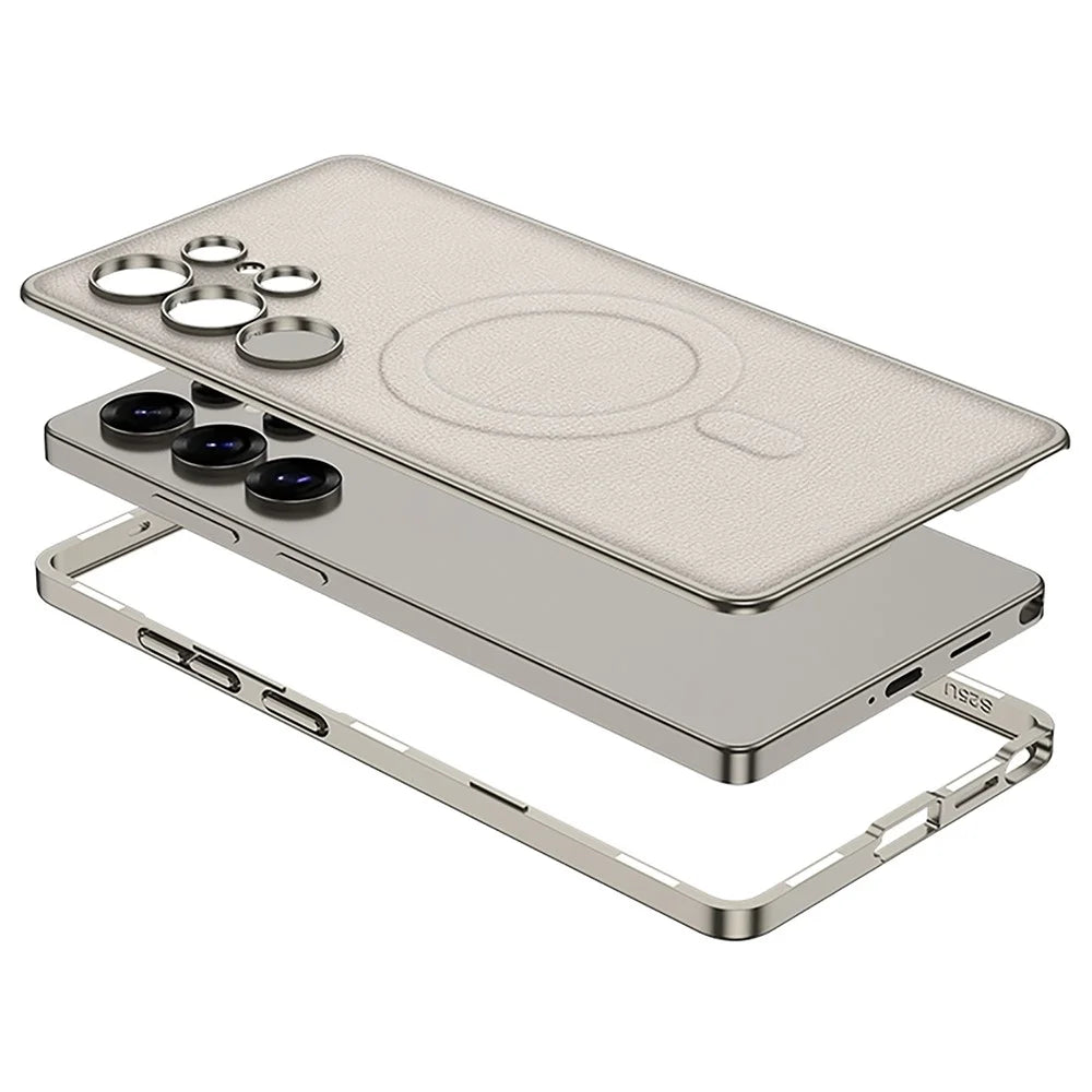 GKK For Samsung Galaxy S25 Ultra Magnetic Case PU + PC Phone Back Cover Magnetic Installation - Black - 6