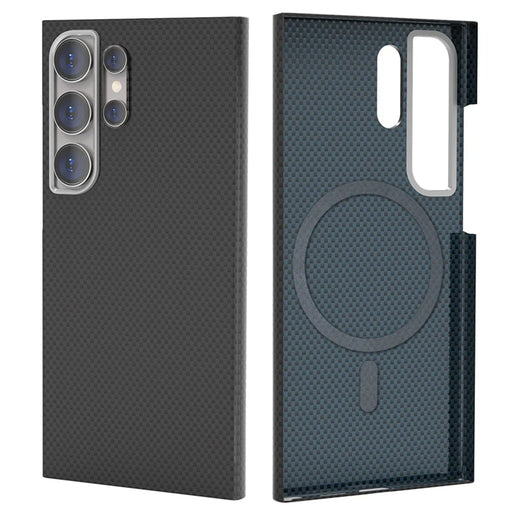 GKK For Samsung Galaxy S24 Ultra Magnetic Case Metal + PC Phone Back Cover Carbon Fiber Texture - Black - 1