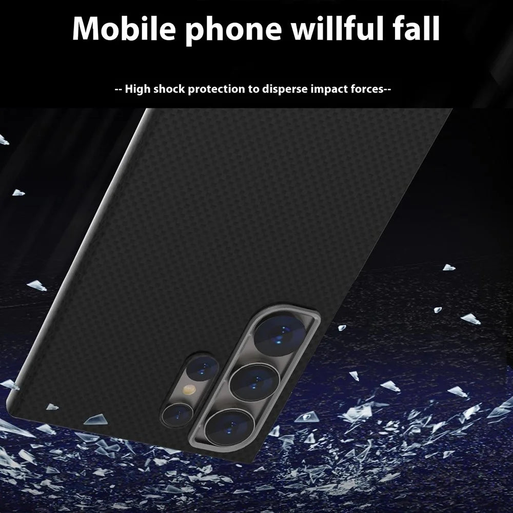 GKK For Samsung Galaxy S24 Ultra Magnetic Case Metal + PC Phone Back Cover Carbon Fiber Texture - Black - 6