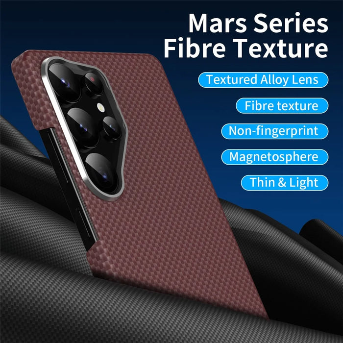 GKK For Samsung Galaxy S25 Ultra Magnetic Case Metal + PC Phone Back Cover Carbon Fiber Texture - Black - 3